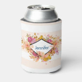 Orange & Pink Floral Bouquet mit Diamantrahmen Dosenkühler (Kanne Rückseite)