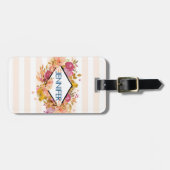 Orange & Pink Floral Bouquet mit Diamantrahmen Gepäckanhänger (Vorderseite horizontal)