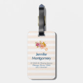 Orange & Pink Floral Bouquet mit Diamantrahmen Gepäckanhänger (Rückseite vertikal)