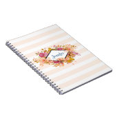 Orange & Pink Floral Bouquet mit Diamantrahmen Notizblock (Rechte Seite)