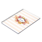 Orange & Pink Floral Bouquet mit Diamantrahmen Notizblock (Linke Seite)