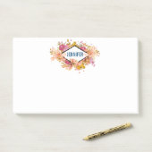 Orange & Pink Floral Bouquet mit Diamantrahmen Post-it Klebezettel (Auf Schreibtisch)