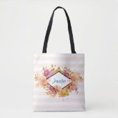 Orange & Pink Floral Bouquet mit Diamantrahmen Tasche (Vorderseite)