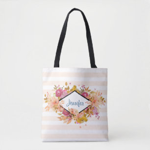 Orange & Pink Floral Bouquet mit Diamantrahmen Tasche