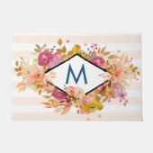 Orange & Pink Floral Bouquet Monogram Fußmatte (Vorderseite)