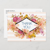 Orange & Pink Floral Bouquet Party Vielen Dank Postkarte (Vorne/Hinten)