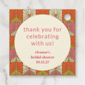 Orange Pink Floral Brautparty Custom Vielen Dank Geschenkanhänger (Rückseite)