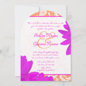 Orange Pink Floral Gerber Daisy Wedding Einladung (Vorderseite)