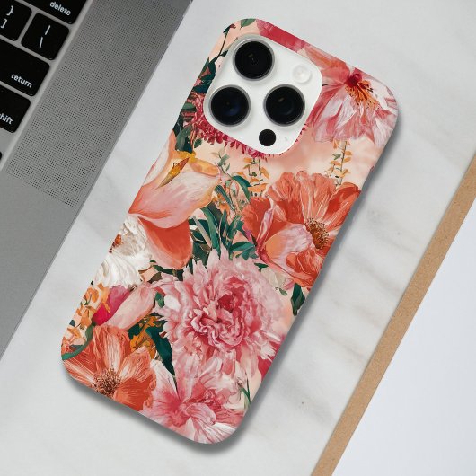 Orange Pink Floral Muster Case-Mate iPhone Hülle