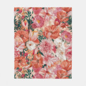 Orange Pink Floral Muster Fleecedecke (Vorderseite)