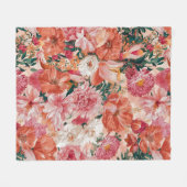 Orange Pink Floral Muster Fleecedecke (Vorderseite (Horizontal))
