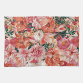 Orange Pink Floral Muster Geschirrtuch (Horizontal)