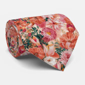 Orange Pink Floral Muster Krawatte (Gerollt)