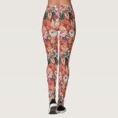 Orange Pink Floral Muster Leggings (Rückseite)
