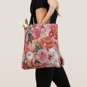 Orange Pink Floral Muster Tasche