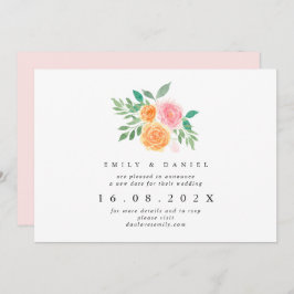 Orange & Pink Floral Neuer Hochzeitstag Einladung