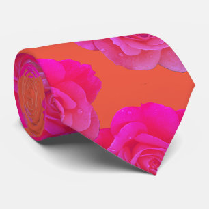 Orange Pink Floral Rose Moderne Farbenfrohe Stilel Krawatte