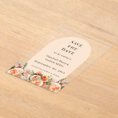 Orange pink floral wedding arac Save the Date Card Acryleinladungen (Ablage )