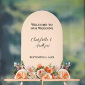 Orange pink florals arch clear wedding welcome acrylschild (Neutral)