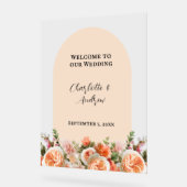 Orange pink florals arch clear wedding welcome acrylschild (Winkel)