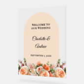 Orange pink florals arch clear wedding welcome acrylschild (Winkel)