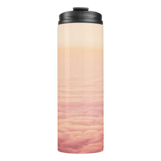 Orange Pink Fluffy Clouds Sky Thermosbecher (Vorderseite)