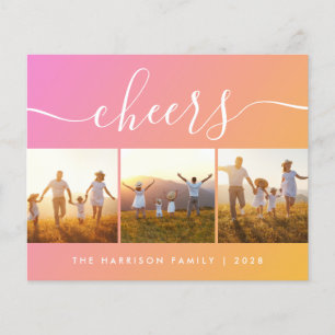 Orange Pink Foto Holiday Card Budget Cheers