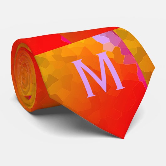 Orange Pink Funky Patterns Monogramme Moderne Tren Krawatte (Gerollt)