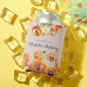 Orange Pink Garden Floral Geburtstag Cooler Dosenkühler