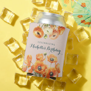 Orange Pink Garden Floral Geburtstagsparty Dosenkühler