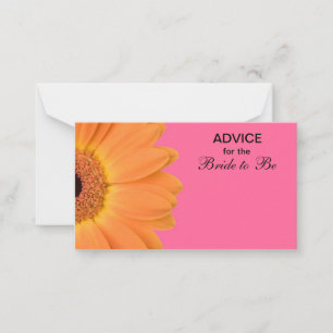 Orange & Pink Gerber Daisy Advice for the Bride Hinweiskarte