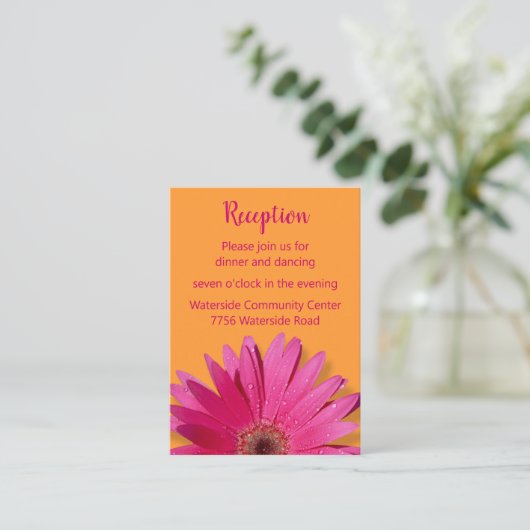 Orange & Pink Gerbera Daisy Empfang Card Begleitkarte (Stehend Vorderseite)