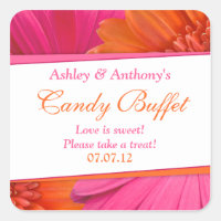 Orange Pink Gerbera Daisy Floral Candy Buffet