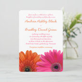 Orange Pink Gerbera Daisy Wedding Einladung (Stehend Vorderseite)