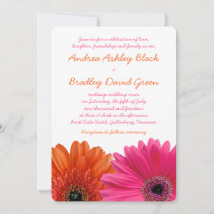 Orange Pink Gerbera Daisy Wedding Einladung