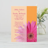 Orange Pink Gerbera Daisy Wedding Empfang nur Einladung (Stehend Vorderseite)