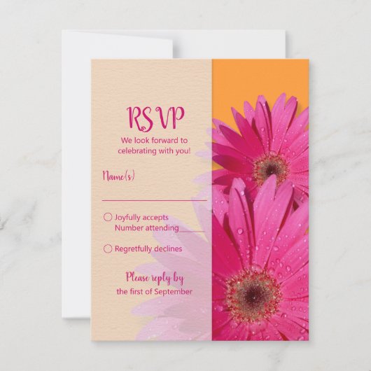 Orange & Pink Gerbera Daisy Wedding Response Card RSVP Karte (Vorderseite)