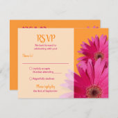 Orange Pink Gerbera Daisy Wedding RSVP Card (Vorne/Hinten)