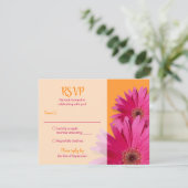 Orange Pink Gerbera Daisy Wedding RSVP Card Karte (Stehend Vorderseite)
