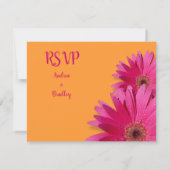 Orange Pink Gerbera Daisy Wedding RSVP Card Karte (Rückseite)