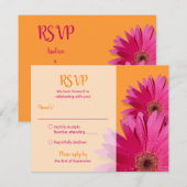 Orange Pink Gerbera Daisy Wedding RSVP Card Karte (Vorne/Hinten)