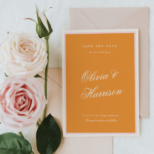 Orange-Pink gestreifte Hochzeit - Save-the-Date Einladung