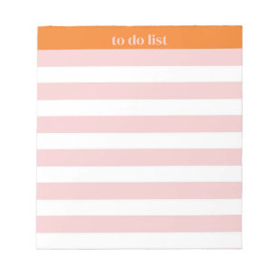 Orange-Pink-Gestreifte To-Do-Liste Stylischer Aufg Notizblock