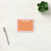 Orange Pink Gingham Border Name In Cool Script Post-it Klebezettel (Büro)