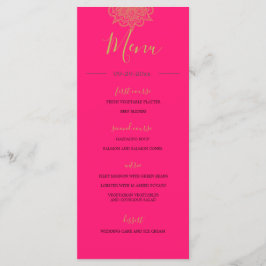 Orange Pink Gold Colour Chic Hochzeit im indischen Menükarte