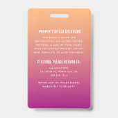 Orange Pink Gradient Mitarbeiter Ausweis (Rückseite)