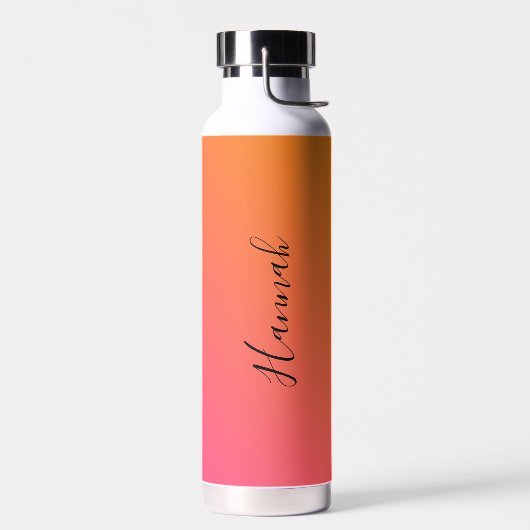 Orange Pink Gradient Personalisierter Name Trinkflasche (Links)