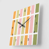 Orange Pink Green Tan Hues Quadratische Wanduhr (Winkel)