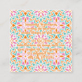 Orange Pink Green Tile Rainbow Emboss Quadratische Visitenkarte (Rückseite)
