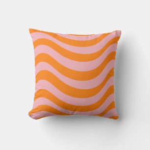 Orange Pink Groovy Retro Abstracte Welle Y2K Muste Kissen